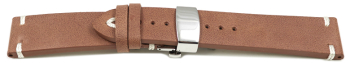 Quick Release Watch strap Genuine leather Soft Vintage brown Butterfly-Clasp 18mm 20mm 22mm 24mm
