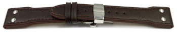 Quick Release Watch strap Butterfly Genuine leather Vintage look dark brown 20mm 22mm 24mm