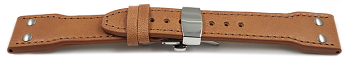 Quick Release Watch strap Butterfly Genuine leather Vintage look light brown 20mm 22mm 24mm