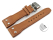 Quick Release Watch strap Butterfly Genuine leather Vintage look light brown 20mm 22mm 24mm