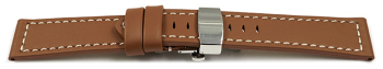 Quick Release Watch strap Butterfly Genuine leather Sattle leather solid light brown 18mm 20mm 22mm 24mm
