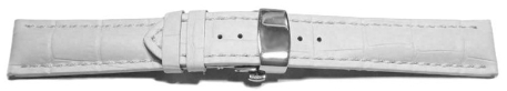 Quick Release Watch strap Butterfly Genuine leather strong padded Croco white 18mm 20mm 22mm 24mm