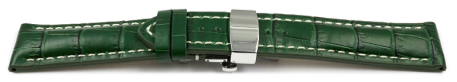 Quick Release Watch strap Butterfly Genuine leather strong padded Croco green 18mm 20mm 22mm 24mm