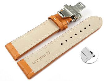 Quick Release Watch strap Butterfly Genuine leather croco print orange 18mm 20mm 22mm 24mm 26mm 28mm
