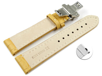 Quick Release Watch strap Butterfly Genuine leather croco print yellow 18mm 20mm 22mm 24mm 26mm 28mm