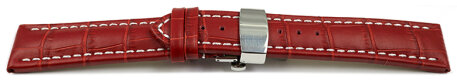 Quick Release Watch strap Butterfly Genuine leather croco print red 18mm 20mm 22mm 24mm 26mm 28mm