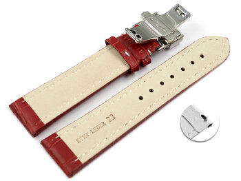 Quick Release Watch strap Butterfly Genuine leather croco print red 18mm 20mm 22mm 24mm 26mm 28mm