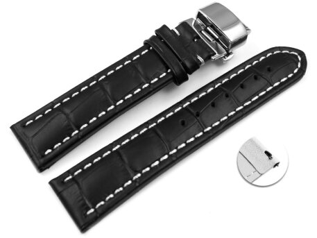 Quick Release Butterfly Watch strap Genuine leather croco...