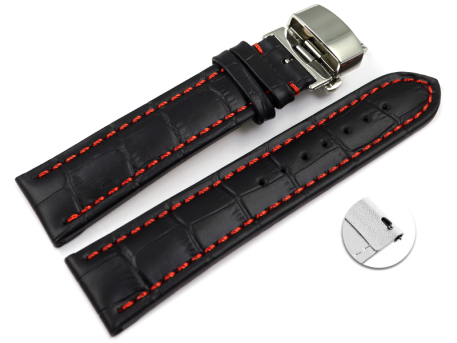 Quick Release Butterfly Watch strap Genuine leather croco...