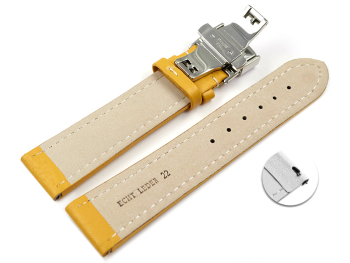 Quick Release Watch strap Butterfly Genuine leather Grained yellow 18mm 20mm 22mm 24mm