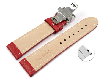 Quick Release Watch strap Butterfly Genuine leather Grained red 18mm 20mm 22mm 24mm 26mm 28mm
