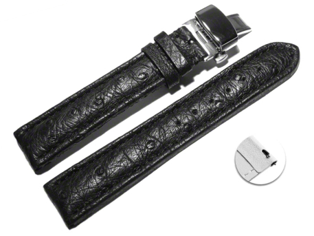 Quick Release Watch strap Butterfly Genuine Ostrich...