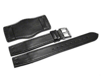 Watch band - Genuine leather - BW - with Pad - black