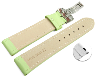 Quick release Watch strap deployment padded leather Smooth pistachio wN 18mm 20mm 22mm 24mm