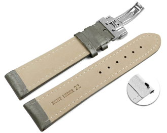Quick release Watch strap deployment padded leather Smooth dark gray 18mm 20mm 22mm 24mm