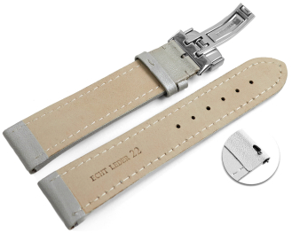 Quick release Watch strap deployment padded leather Smooth light gray 18mm 20mm 22mm 24mm