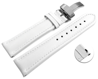 Quick release Watch strap deployment padded leather Smooth white 18mm 20mm 22mm 24mm