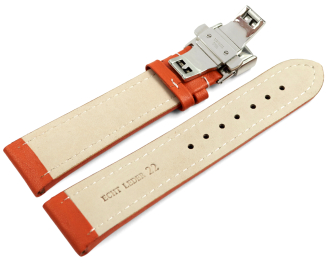 Watch Strap Butterfly Genuine leather smooth orange wN 18mm 20mm 22mm 24mm 26mm 28mm