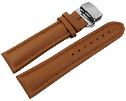 Watch Strap Butterfly Genuine leather smooth light brown...