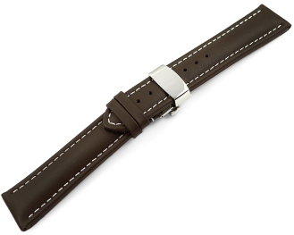Watch Strap Butterfly Genuine leather smooth dark brown wN 18mm 20mm 22mm 24mm 26mm 28mm