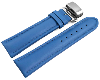 Watch Strap Butterfly Genuine leather smooth blue 18mm 20mm 22mm 24mm 26mm 28mm