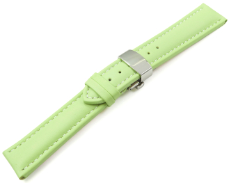 Watch Strap Butterfly Genuine leather smooth pistachio wN 18mm 20mm 22mm 24mm 26mm 28mm