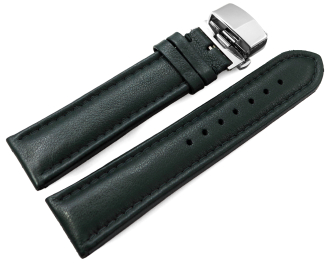 Watch Strap Butterfly Genuine leather smooth dark green 18mm 20mm 22mm 24mm 26mm 28mm