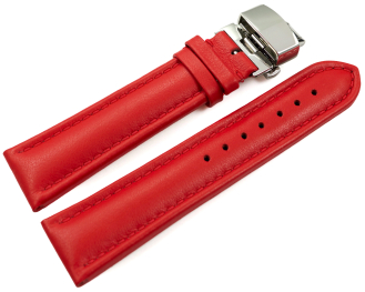 Watch Strap Butterfly Genuine leather smooth red 18mm 20mm 22mm 24mm 26mm 28mm