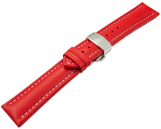 Watch Strap Butterfly Genuine leather smooth red wN 18mm 20mm 22mm 24mm 26mm 28mm
