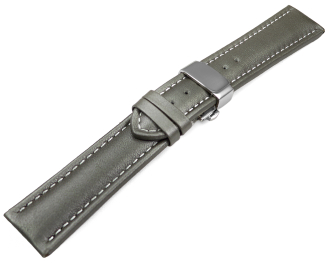 Watch Strap Butterfly Genuine leather smooth dark gray wN 18mm 20mm 22mm 24mm 26mm 28mm