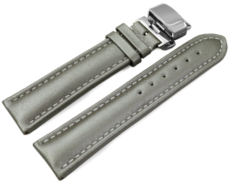 Watch Strap Butterfly Genuine leather smooth dark gray wN 18mm 20mm 22mm 24mm 26mm 28mm