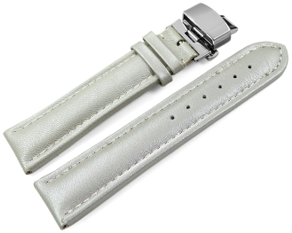 Watch Strap Butterfly Genuine leather smooth light gray wN 18mm 20mm 22mm 24mm 26mm 28mm