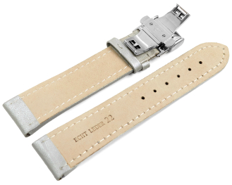 Watch Strap Butterfly Genuine leather smooth light gray wN 18mm 20mm 22mm 24mm 26mm 28mm
