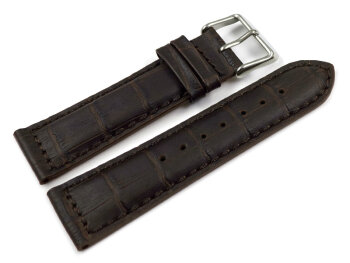 Watch band - padded - croco print - dark brown - XS