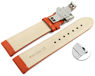 Quick Release Watch strap Butterfly Genuine leather smooth orange wN 18mm 20mm 22mm 24mm 26mm 28mm