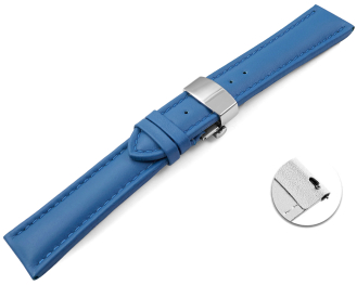 Quick Release Watch strap Butterfly Genuine leather smooth blue 18mm 20mm 22mm 24mm 26mm 28mm