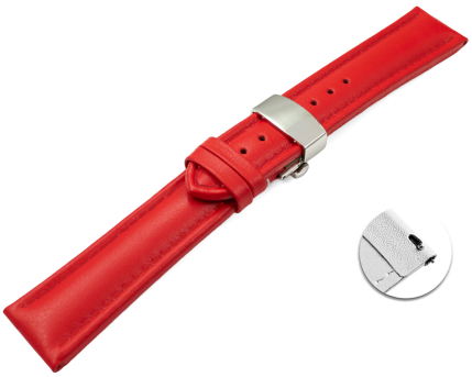 Quick Release Watch strap Butterfly Genuine leather smooth red 18mm 20mm 22mm 24mm 26mm 28mm