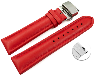 Quick Release Watch strap Butterfly Genuine leather smooth red 18mm 20mm 22mm 24mm 26mm 28mm