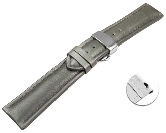 Quick Release Watch strap Butterfly Genuine leather smooth dark gray 18mm 20mm 22mm 24mm 26mm 28mm