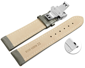 Quick Release Watch strap Butterfly Genuine leather smooth dark gray 18mm 20mm 22mm 24mm 26mm 28mm