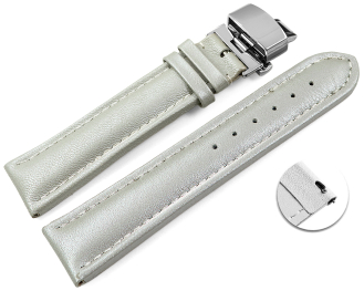 Quick Release Watch strap Butterfly Genuine leather smooth light gray wN 18mm 20mm 22mm 24mm 26mm 28mm