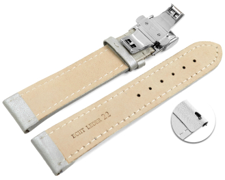 Quick Release Watch strap Butterfly Genuine leather smooth light gray wN 18mm 20mm 22mm 24mm 26mm 28mm