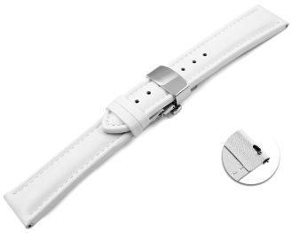 Quick Release Watch strap Butterfly Genuine leather smooth white 18mm 20mm 22mm 24mm 26mm 28mm