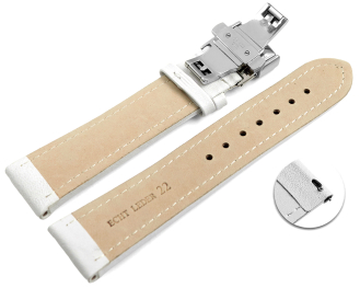 Quick Release Watch strap Butterfly Genuine leather smooth white 18mm 20mm 22mm 24mm 26mm 28mm