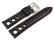 Lotus Watch Band for 15322/6 and 15323 - Leather - Black - Perforation - Red stitching