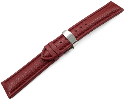 Watch Strap Deployment Genuine leather Grained bordeaux TiT 18mm 20mm 22mm 24mm