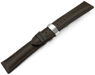 Watch Strap Deployment Genuine leather Grained dark brown TiT 18mm 20mm 22mm 24mm