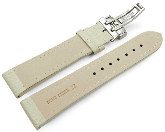Watch Strap Deployment Genuine leather Grained crème TiT 18mm 20mm 22mm 24mm