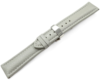 Watch Strap Deployment Genuine leather Grained light gray TiT 18mm 20mm 22mm 24mm