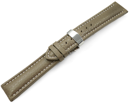 Watch Strap Deployment Genuine leather Grained Taupe 18mm 20mm 22mm 24mm